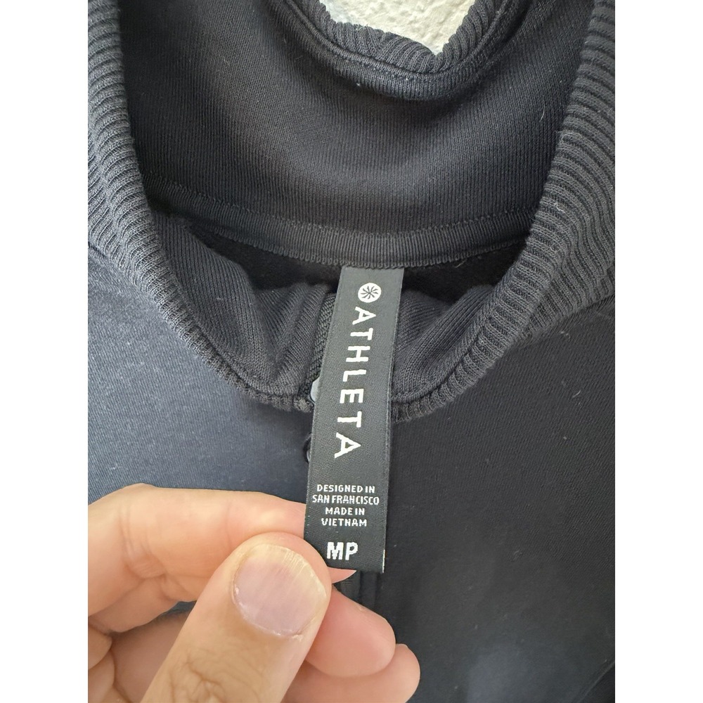 Athleta Women's Medium Petite MP Black 1/4 Zip Pullover Tunic Sweatshirt - Picture 5 of 8